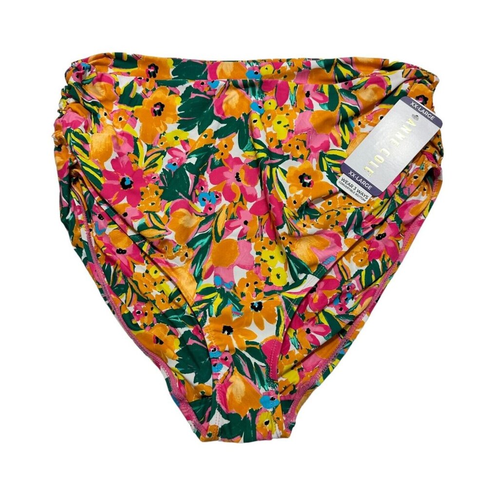 Anne Cole Womens Size XXL Sunshine Floral High-Waist Bikini Swim Bottom‎ NEW